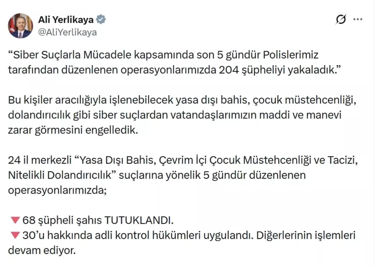 24 ilde ‘siber suç’ operasyonları: 68 tutuklama