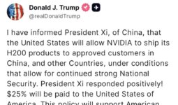 Trump’tan Çin’e çip satışına şartlı izin açıklaması: “Başkan Xi’ye bildirdim ve olumlu karşıladı”