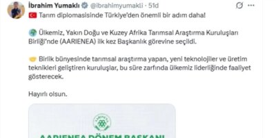 Bakan Yumaklı: Türkiye, AARIENEA’nde ilk kez Başkanlık görevine seçildi